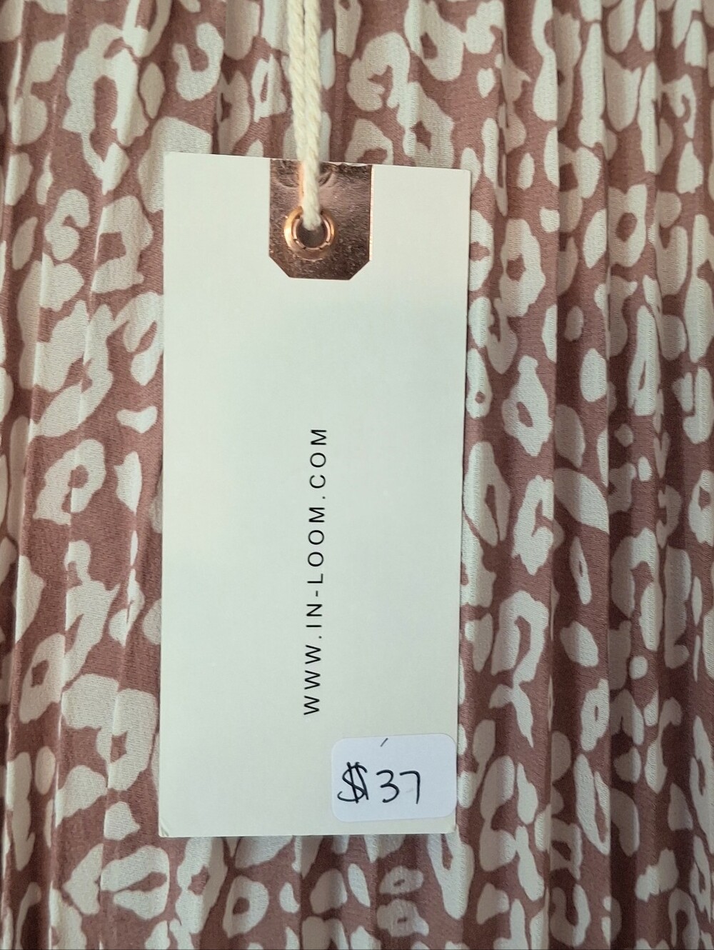NWT IN LOOM Dusty Pink & Ivory Leopard Spot Pleated Midi Skirt - Picture 5 of 6